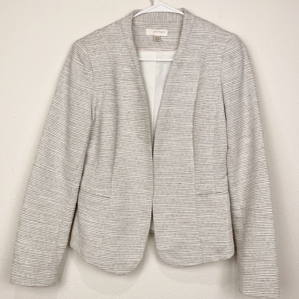 Kenar Tweed Textured Open Front Blazer